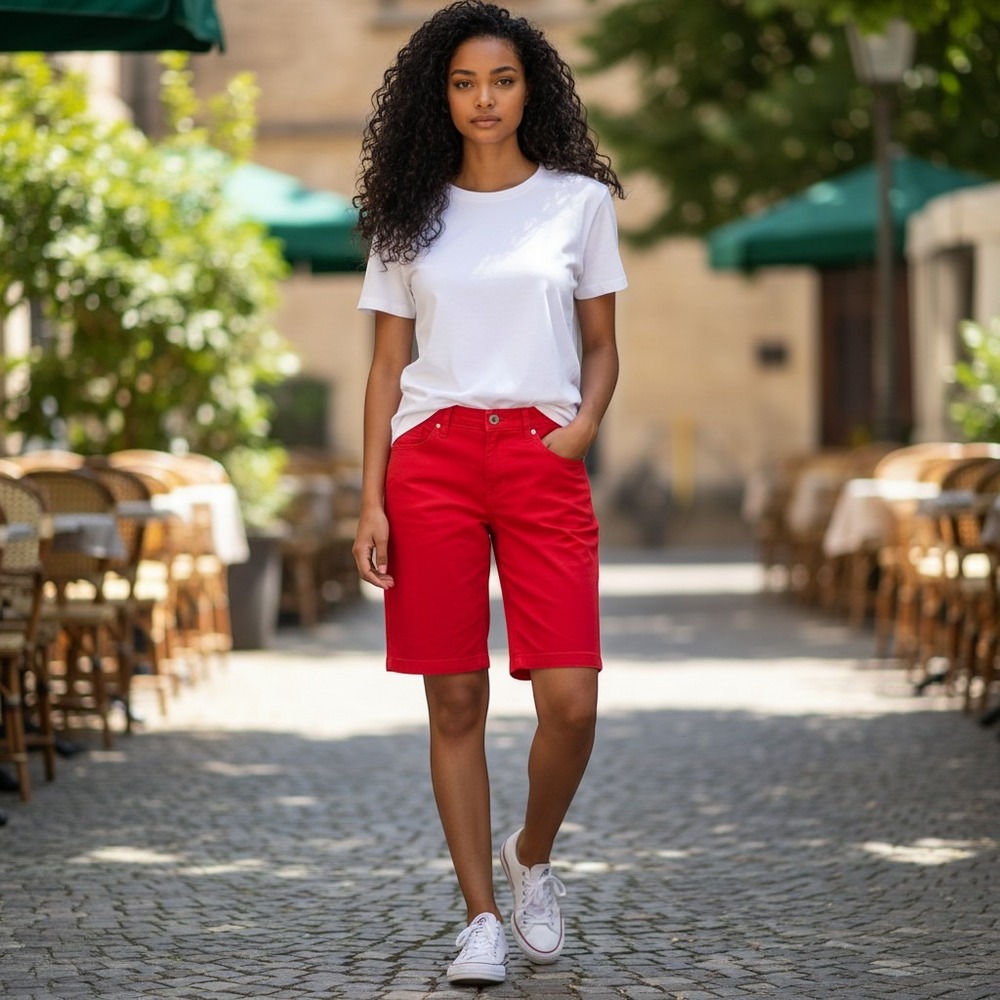 Riders by Lee Bermuda Shorts 12M Red Excellent Mid Rise Stretch Casual 1RMMBWR